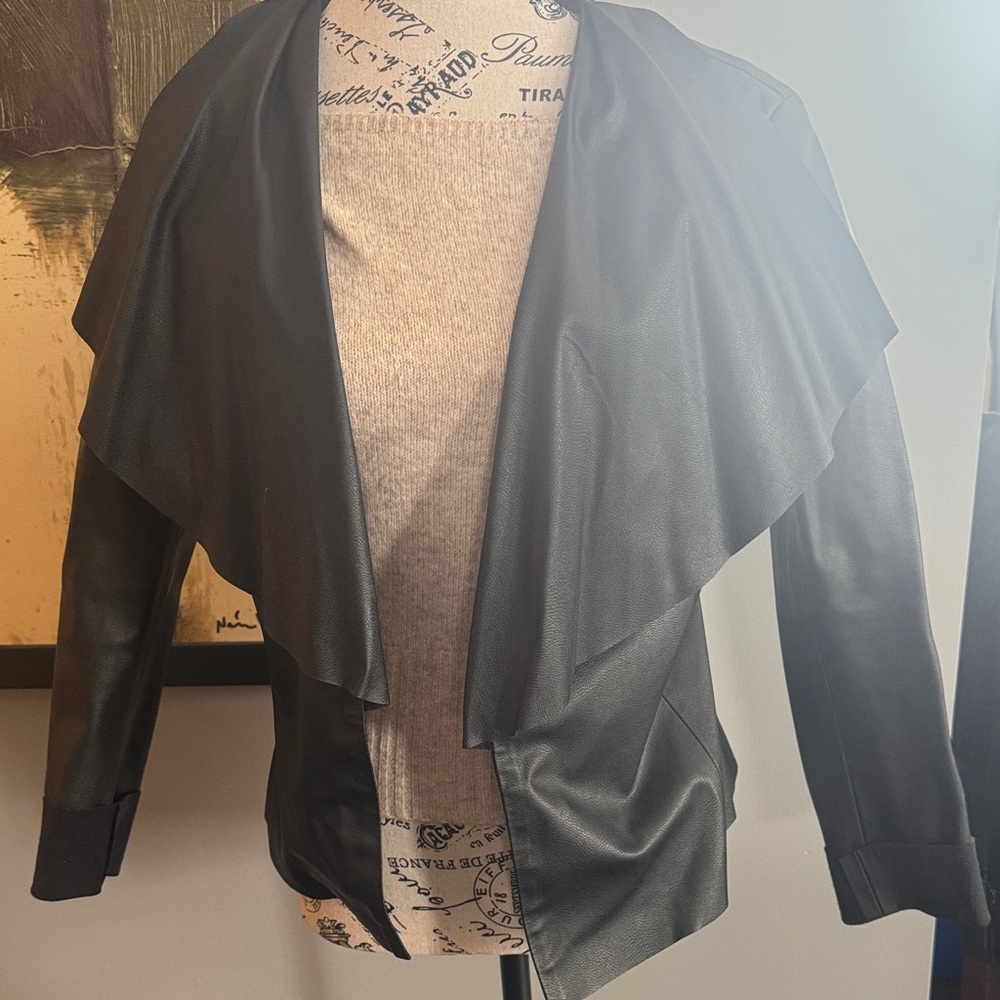 Zara Women's Black Draped Leather Jacket